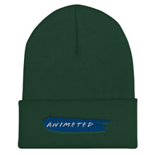 Load image into Gallery viewer, Spruce Cuffed Beanie with Animeted Brand's blue paintbrush logo.