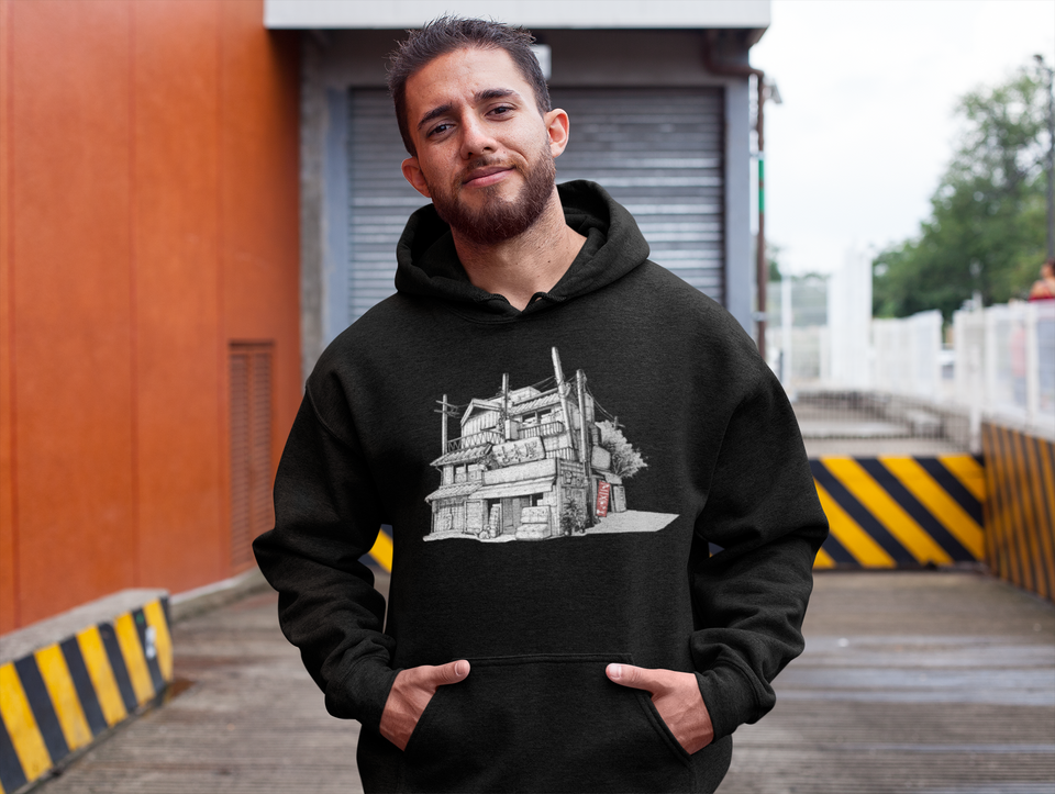 Animeted Brand Bookstore design black hoodie. 